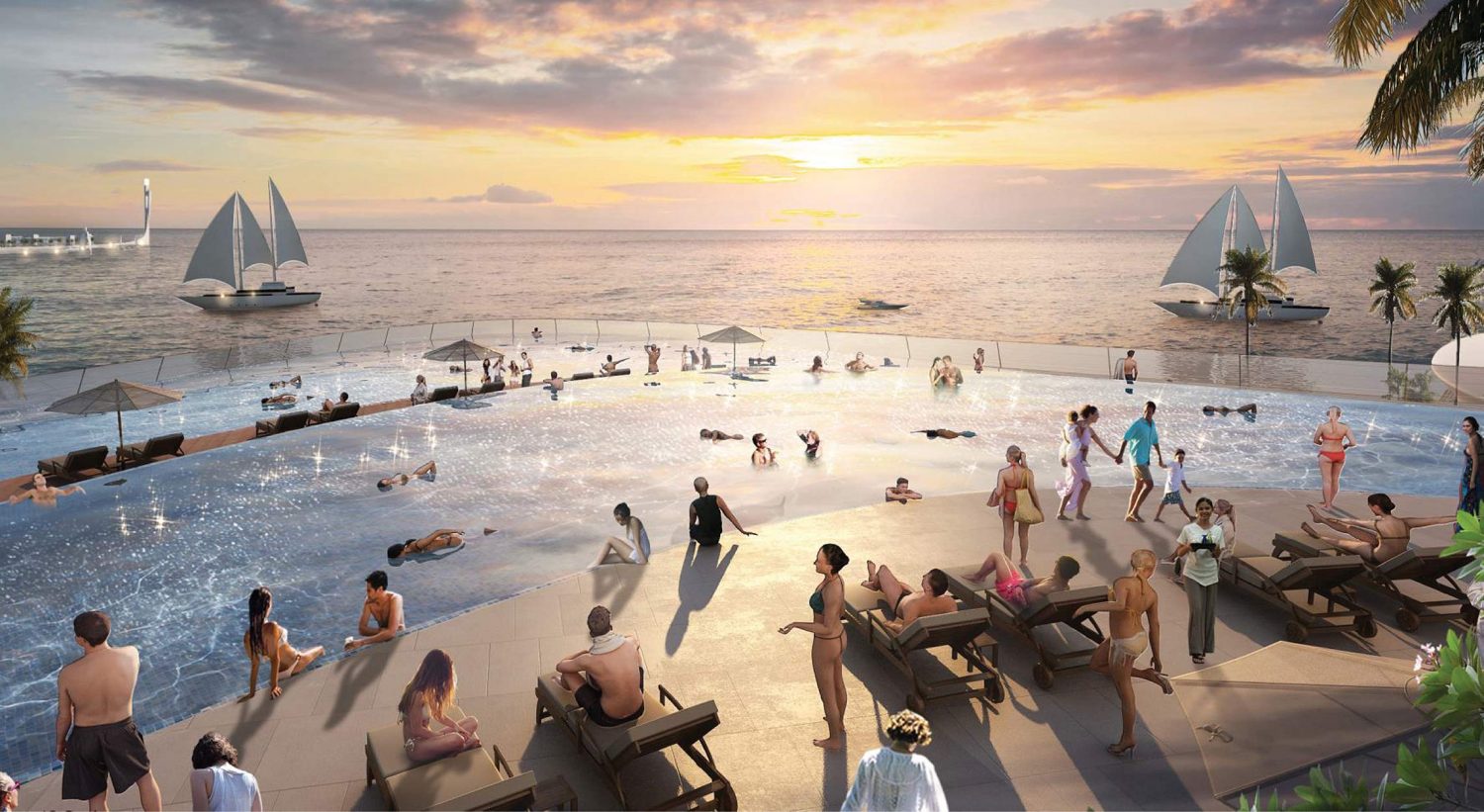 bể bơi v&ocirc; cực t&ograve;a nh&agrave; c&aacute;nh buồm