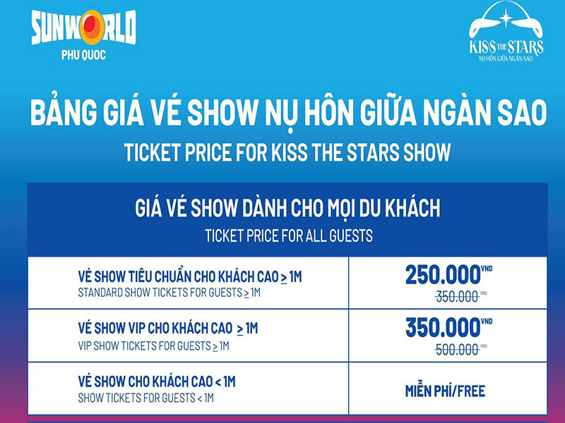 bảng giá vé show kiss the stars bảng giá vé show kiss the stars